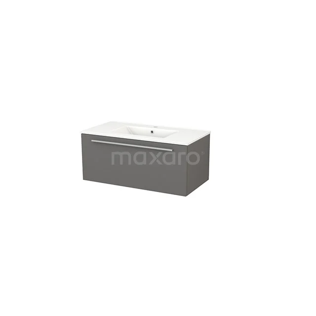 Modulo+ Bathroom furniture with sink | 90 cm Basalt Flat front Ceramic 1 drawer BMP001664 Grey bathroom furniture set with white basin, modern design, soft-close drawers and high-quality finish for stylish bathrooms.