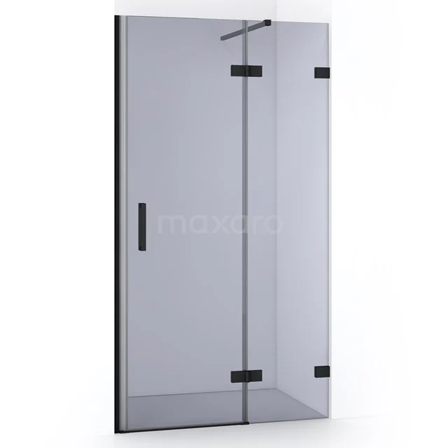 Glasene Duschtür mit schwarzen metallischen Akzenten, schlankem Design und modernem Erscheinungsbild für ein stilvolles Badezimmer.