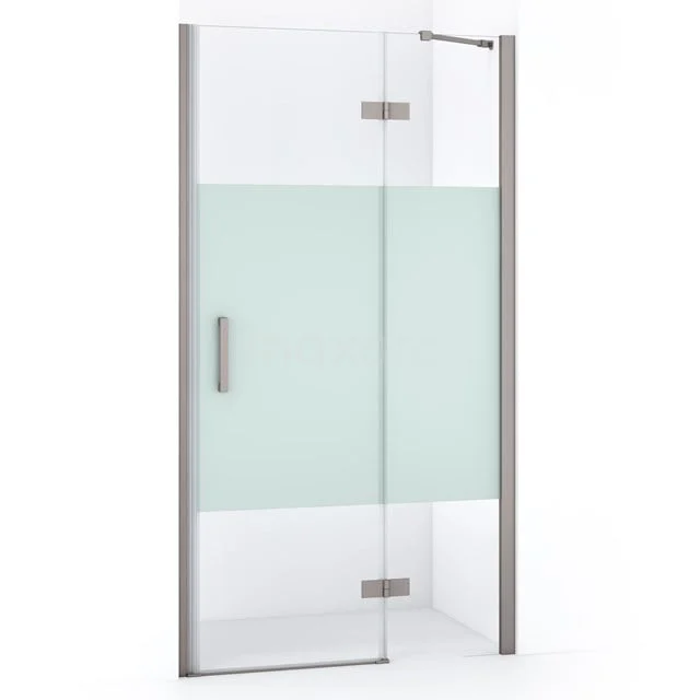 Diamant-Duschtüren DDB22362213BR Glas Duschtür mit Mattglasstreifen, rostfreien Scharnieren und Haltegriff, ideal für einen modernen Badezimmerstil.