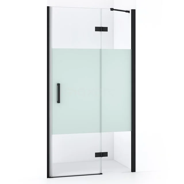 Diamond Shower door | 90 cm Matte black Clear with matt strip Pivot door DDB22362213MB