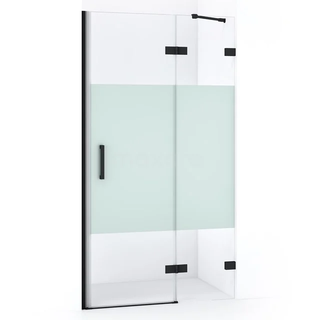 Diamond Duschtür | 100 cm Matt Schwarz Klar mit matter Streifen Drehtür DDB22462223MB Glasene Duschtür mit mattem Mittelbereich, schwarzen Details und minimalistischem Design, perfekt für ein modernes Badezimmer.