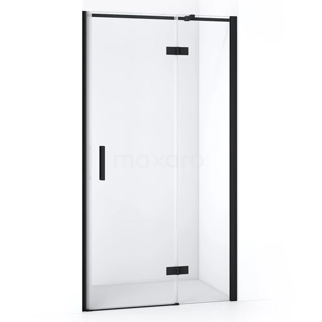 Matt Schwarz Glas Duschtür mit schlankem Design, ideal für moderne Bäder. Inklusive langlebigem Schiebemechanismus.