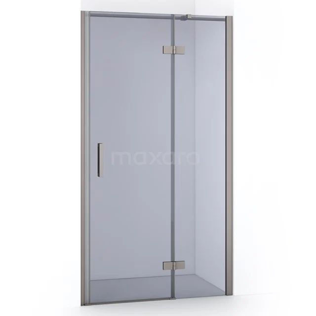 Glas Duschtür mit silberfarbener Aluminiumrahmung, Schiebemechanismus und klarem Design für moderne Bäder.