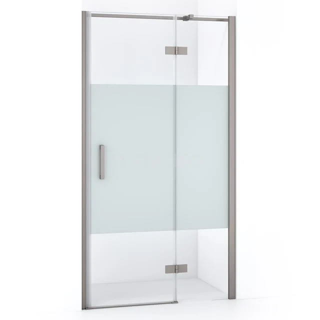 Duschtür mit satiniertem Glas und Aluminiumprofilen, modernes Design für ein stilvolles Badezimmer, ideal für kleine Räume.
