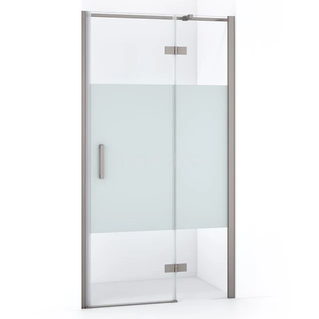 Duschtür mit satiniertem Glas und Aluminiumprofilen, modernes Design für ein stilvolles Badezimmer, ideal für kleine Räume.