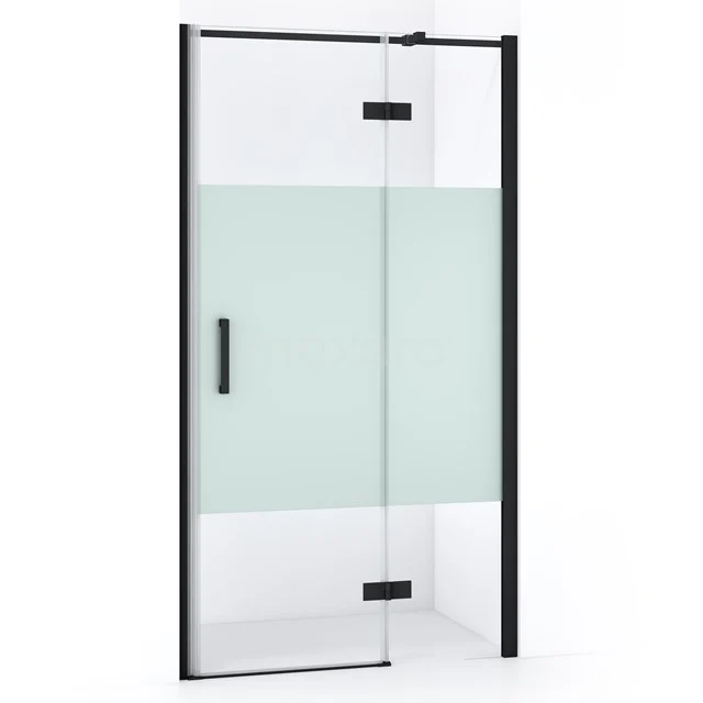 Diamond Shower door | 90 cm Matte black Clear with matt strip Pivot door DDB22362313MB