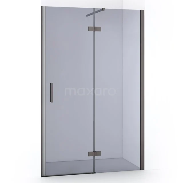 Diamond Douchedeur | 110 cm Zwart metaal Rookglas Draaideur DDB22651111ZMN