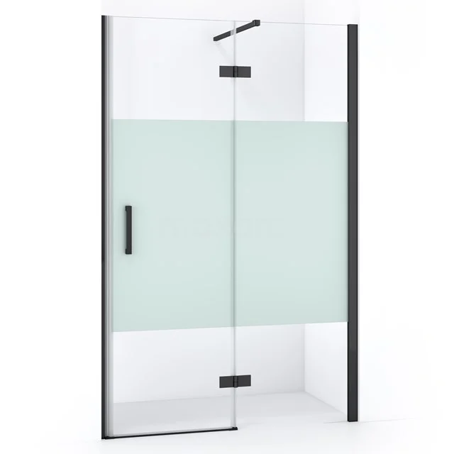 Diamond Shower door | 110 cm Black chrome Clear with matt strip Pivot door DDB22651113BCN