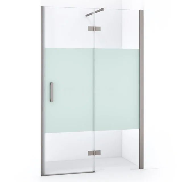 Diamond Shower door | 110 cm Stainless steel Clear with matt strip Pivot door DDB22651113BR