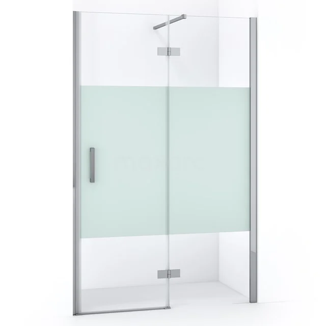 Glas Duschkabine mit Mattglasdekoration, rechteckiges Design, silberfarbenes Rahmen, ideal für ein modernes Badezimmer.