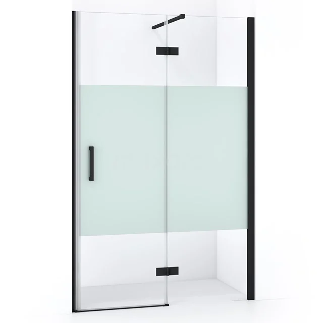 Diamond Shower door | 110 cm Matte black Clear with matt strip Pivot door DDB22651113MB