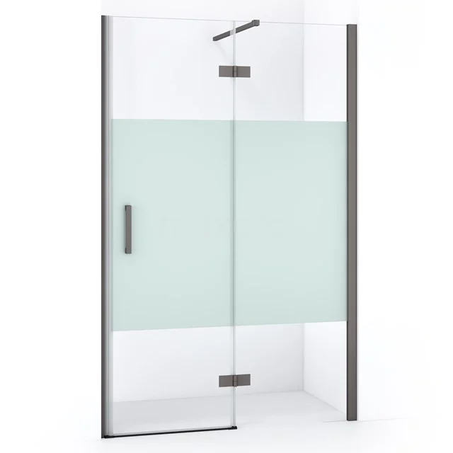 Diamond Shower door | 110 cm Black metal Clear with matt strip Pivot door DDB22651113ZMN
