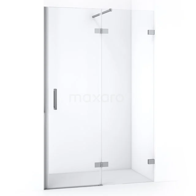 Glas Duschwand mit Scharnieren und Haltegriff, modernes Design, ideal für ein stilvolles und funktionales Badezimmer.