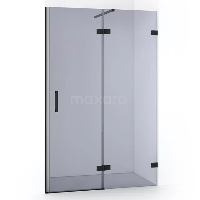 Diamond Duschtür | 110 cm Matt Schwarz Rauchglas Drehtür DDB22651121MB Duschwand aus Klarglas mit schwarzen Aluminiumprofilen und Scharnieren, ideal für ein modernes Badezimmer.