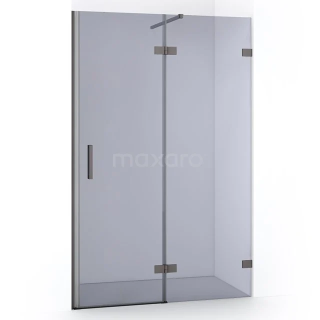 Diamond Douchedeur | 110 cm Zwart metaal Rookglas Draaideur DDB22651121ZM