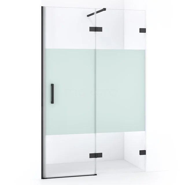 Diamond Shower door | 110 cm Black chrome Clear with matt strip Pivot door DDB22651123BC