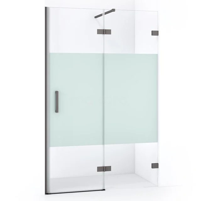 Diamond Shower door | 110 cm Black metal Clear with matt strip Pivot door DDB22651123ZM