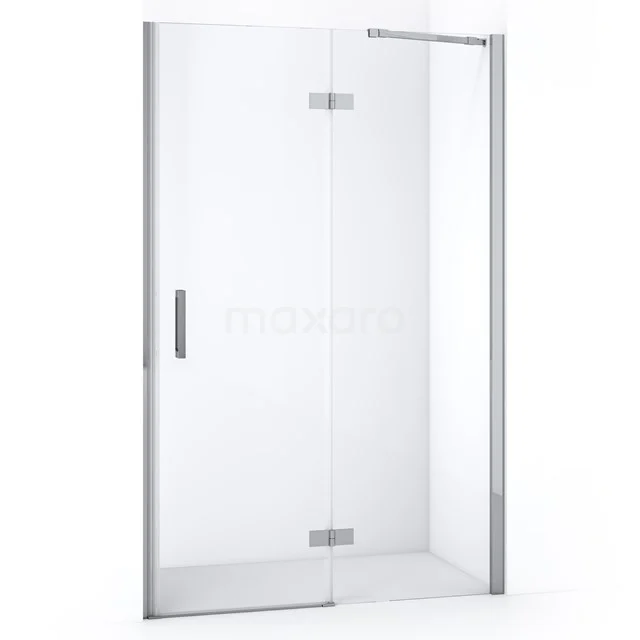 Glasene Duschtür mit silberfarbenem Rahmen, elegantes Design, ideal für moderne Bäder.