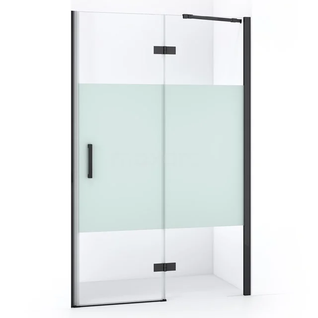 Diamond Shower door | 110 cm Black chrome Clear with matt strip Pivot door DDB22651213BCN