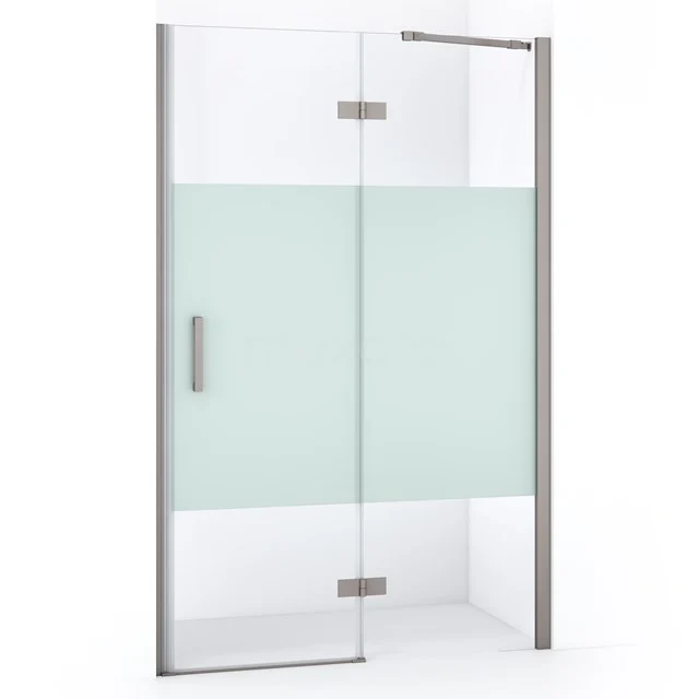 Diamond Duschtür | 120 cm Edelstahl Klar mit matter Streifen Drehtür DDB22661213BR Duschkabine mit Mattglas, Eckmodell, Aluminiumprofil, modernes Design. Perfekte Ergänzung für ein stilvolles Badezimmer.