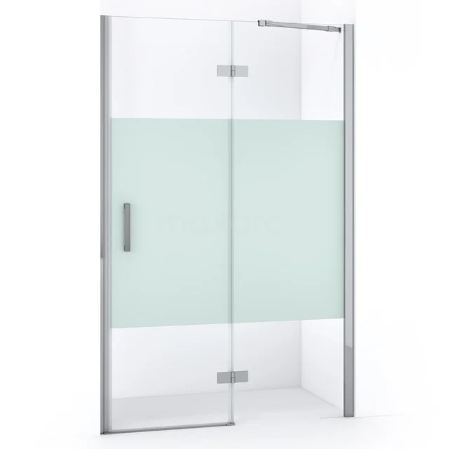 Glasene Duschtür mit mattem Zwischenpaneel, silberfarbener Ausführung, geeignet für moderne Bäder.
