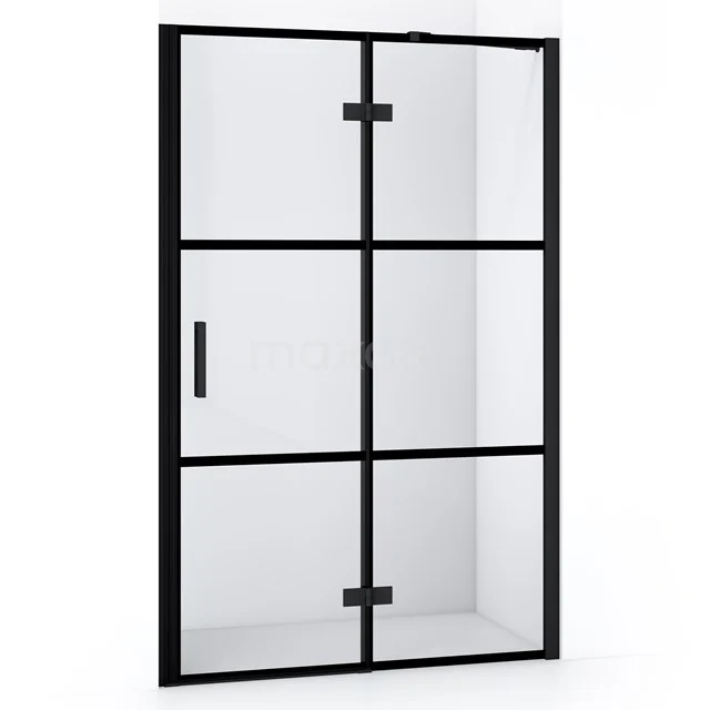 Diamond Shower door | 110 cm Matte black Clear with 4 black stripes Pivot door DDB22651218MB
