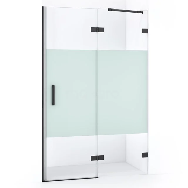 Diamond Shower door | 110 cm Black chrome Clear with matt strip Pivot door DDB22651223BC
