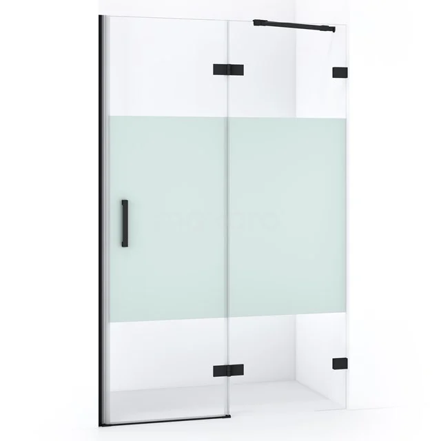Diamond Shower door | 110 cm Matte black Clear with matt strip Pivot door DDB22651223MB