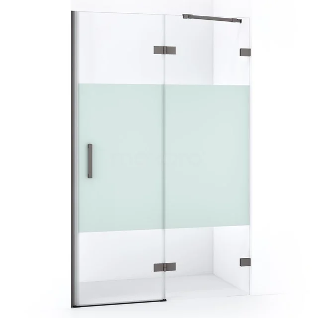 Diamond Shower door | 120 cm Black metal Clear with matt strip Pivot door DDB22661223ZM