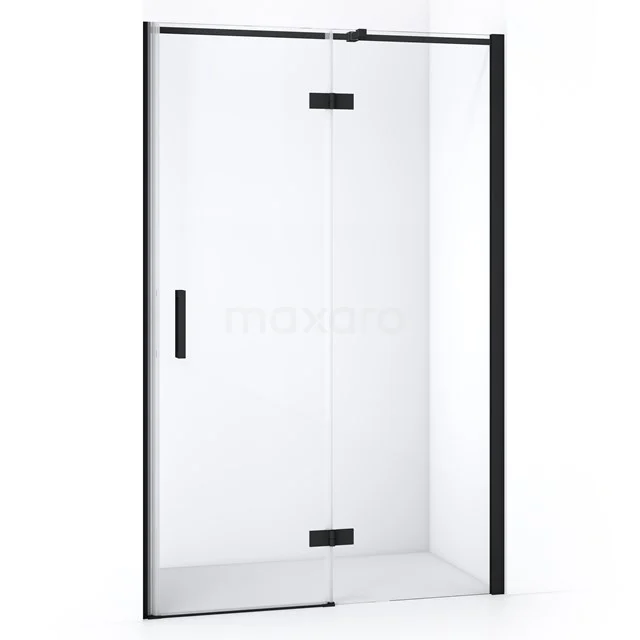 Duschtür mit matt schwarzer Ausführung, Klarglas und schnittigem Design, perfekt für einen modernen Badezimmerstil.