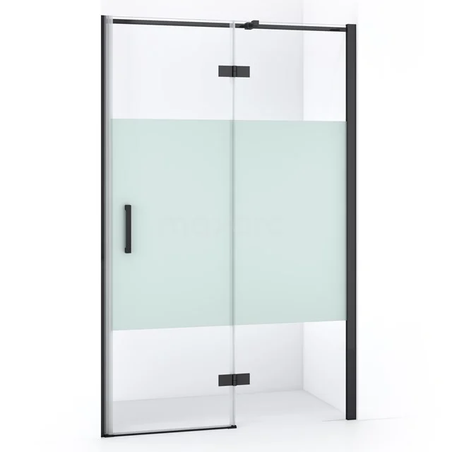 Diamond Shower door | 110 cm Black chrome Clear with matt strip Pivot door DDB22651313BCN
