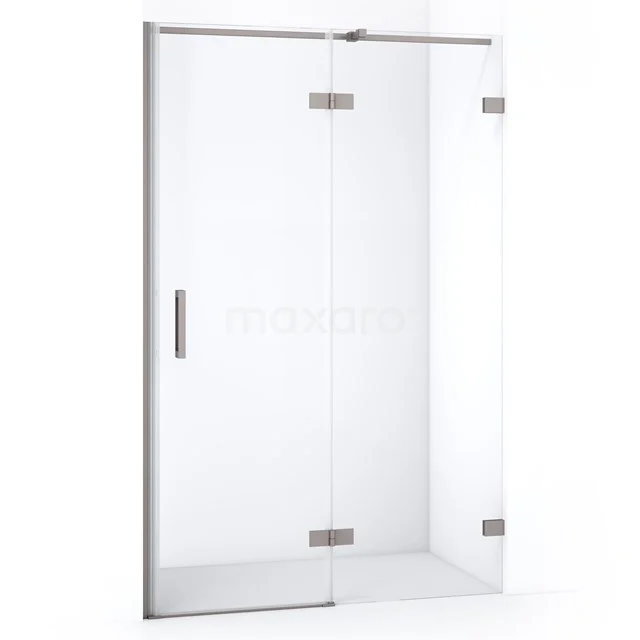 Glasene Duschtür mit silberfarbenem Rahmen und Scharnieren, ideal für ein modernes Badezimmer, Serie 'Elegance'.