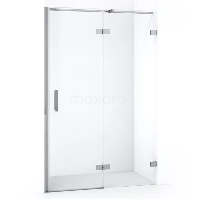 Glas Duschwand mit doppelter Tür, elegantes Design und chromene Scharniere; perfekte Ergänzung für ein modernes Badezimmer.