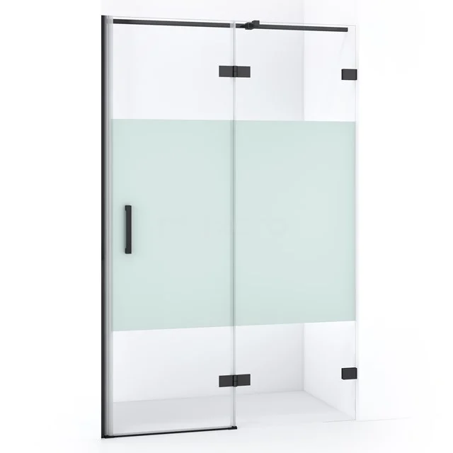 Diamond Shower door | 110 cm Black chrome Clear with matt strip Pivot door DDB22651323BC