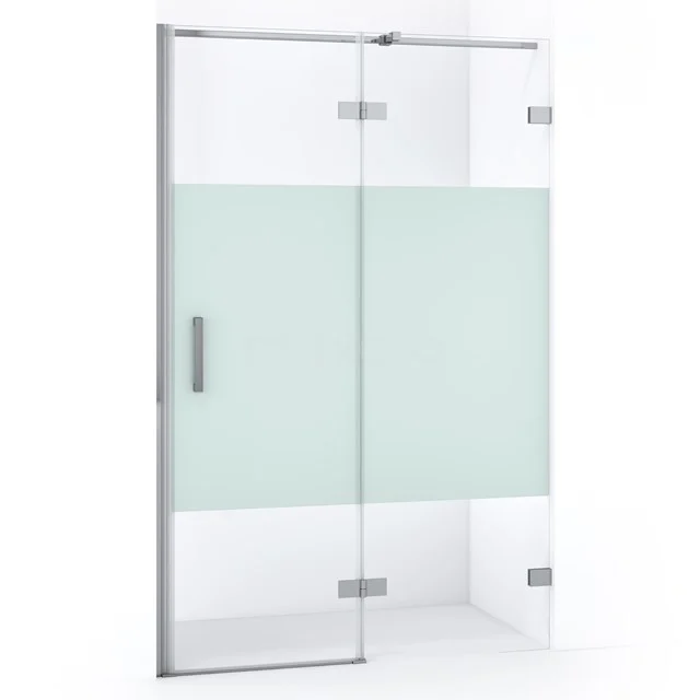 Duschtür Diamond 110cm aus klarem Sicherheitsglas mit mattem Streifen Chrom DDB22651323C Glasene Duschtür mit mattem Privatsphäre-Panel, rechteckig, Aluminium-Profil, ideal für moderne Bäder.