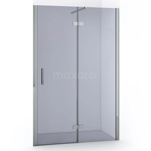 Duschtür mit klaren Glaspanelen, chromatischen Metallprofilen und minimalistischem Design; ideal für moderne Bäder.