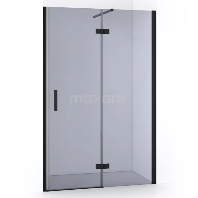 Matt Schwarz Glas Duschkabine mit klarem Design, geraden Linien und Drehtür, ideal für ein modernes Badezimmer.