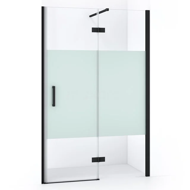 Diamond Shower door | 110 cm Matte black Clear with matt strip Pivot door DDB22652113MB