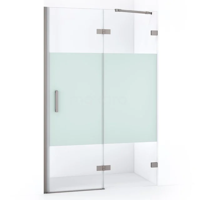 Diamond Shower door | 120 cm Stainless steel Clear with matt strip Pivot door DDB22662223BR