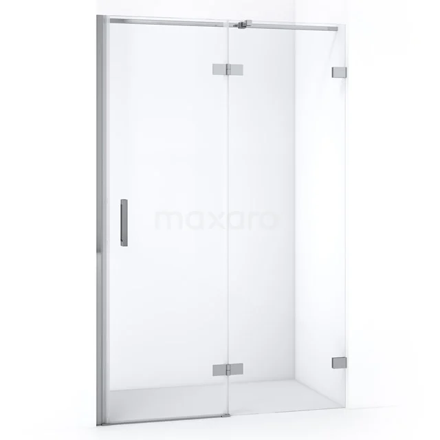 Glas Duschwand mit Schiebetür, Klarglas und silbernem Profil, ideal für ein modernes Badezimmer.