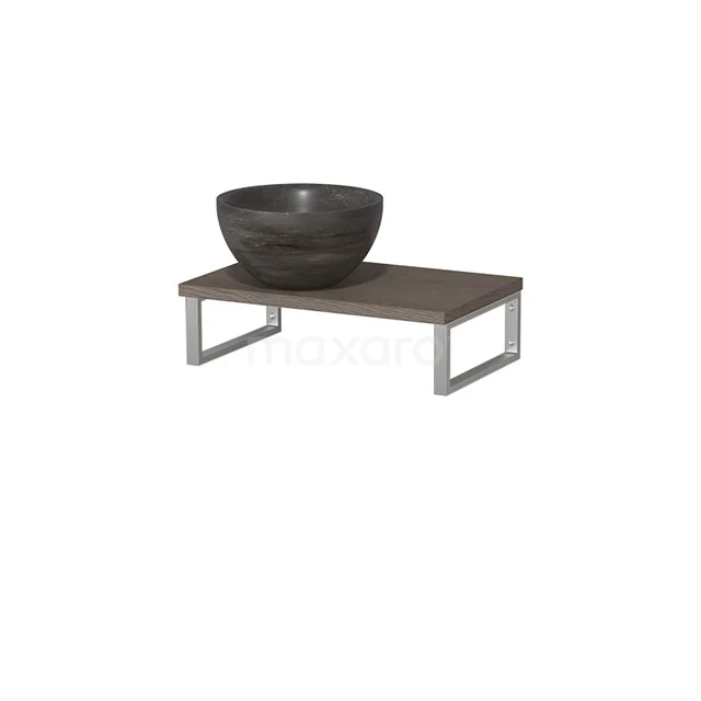 Toiletmeubel met Waskom Natuursteen Modulo Donkerbruin Eiken 41 cm Wandbeugels RVS TMK01-00385