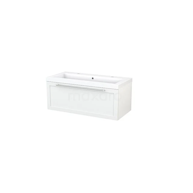 White bathroom unit with soft-close drawers, integrated vanity units with basin and sleek design, ideal for a modern bathroom.