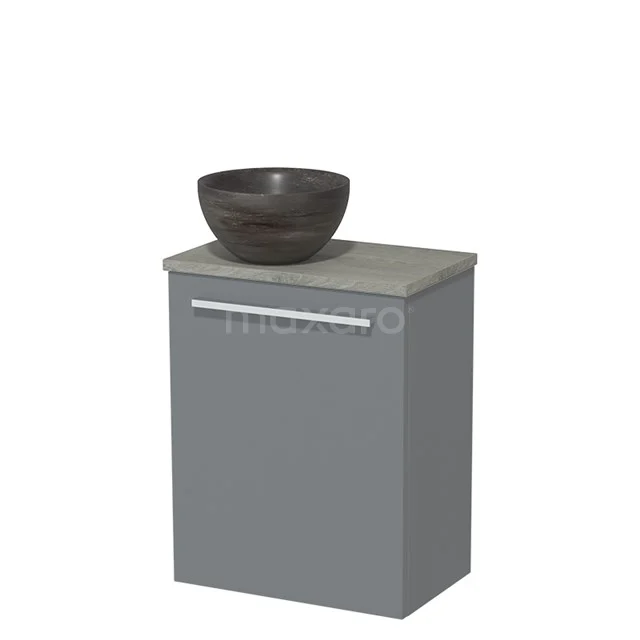 Toilet unit with wash basin | 41 cm Mid grey Flat front Blue stone Natural stone countertop wash basin Natural stone worktop Grey oak worktop TMK10-07325
