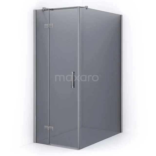 Glas Duschkabine mit Eckeinstieg, matt Schwarz Aluminium Profile und Türknopf, modernes Design für stilvolle Bäder.