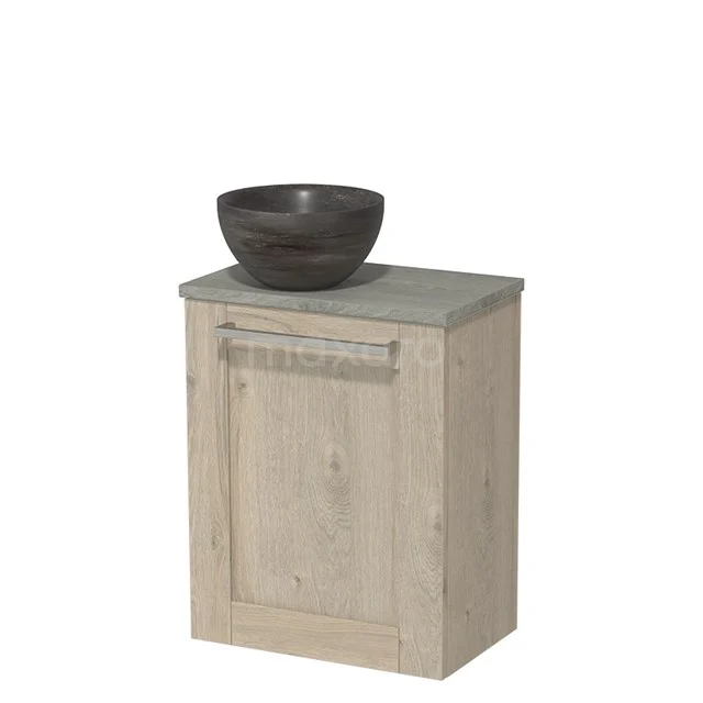 Toilet unit with wash basin | 41 cm Light grey oak Front Blue stone Natural stone countertop wash basin Natural stone worktop Grey oak worktop TMK10-07348