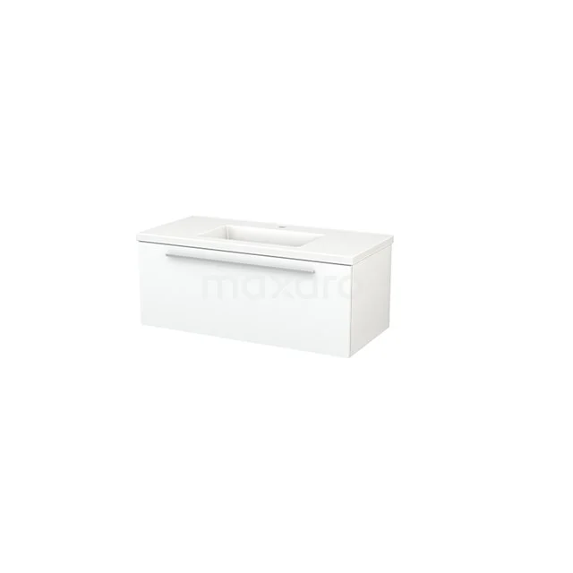 White bathroom cabinet with drawers, modern finish, suitable for storage space in the bathroom, compact design.