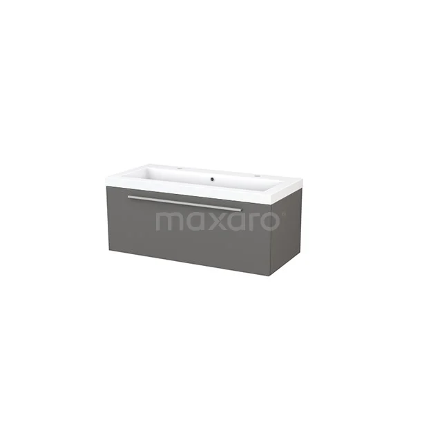 Grey base cabinet with white basin, sleek design, ideal for modern bathrooms, Series Minimal, high-gloss finish.