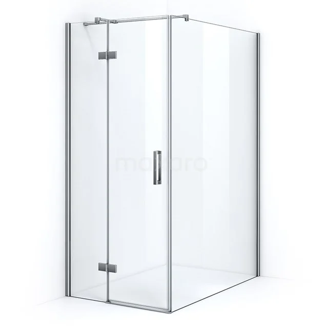 Glaseneck-Duschkabine mit Schiebetür, eleganter Aluminiumrahmen, ideal für moderne Badezimmergestaltung.