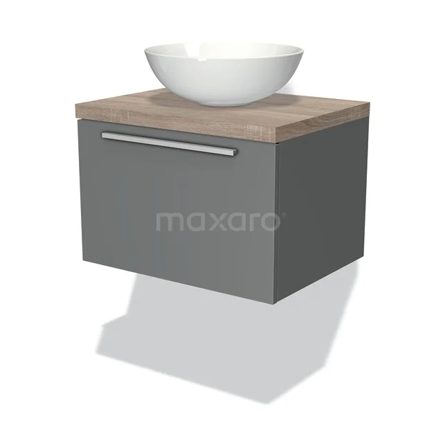 Modulo Plato Vanity units for countertop basin | 60 cm Mid grey Flat front Oak worktop 1 drawer BMK11-00300