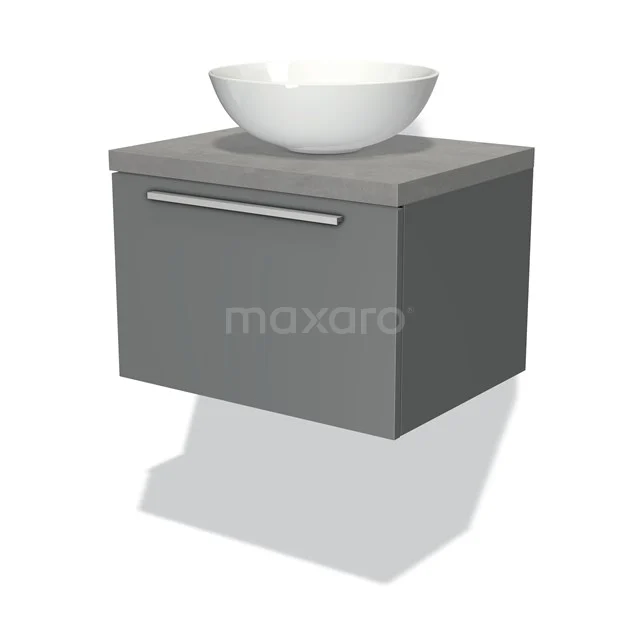 Modulo Plato Vanity units for countertop basin | 60 cm Mid grey Flat front Light grey concrete worktop 1 drawer BMK11-00318